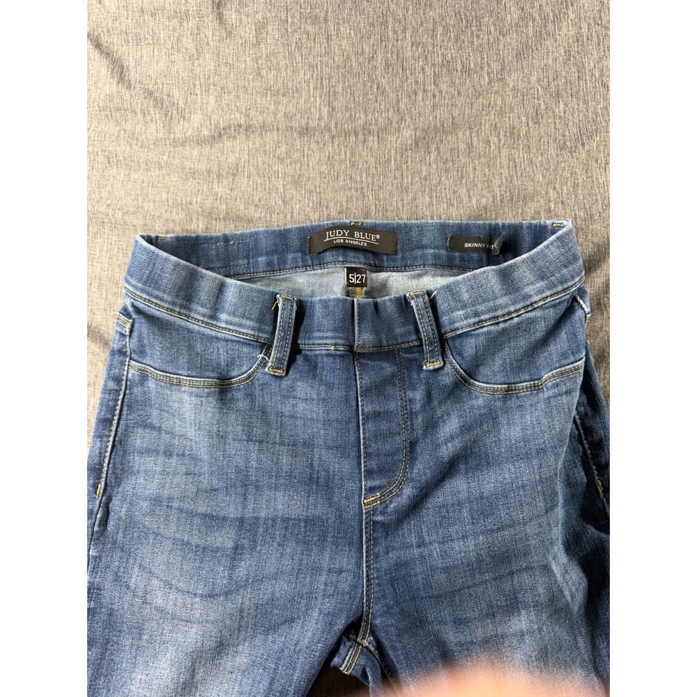 Judy Blue Womens Jeans 5/27 Skinny Fit Distressed Ripped Stretch Blue Denim - Picture 2 of 9